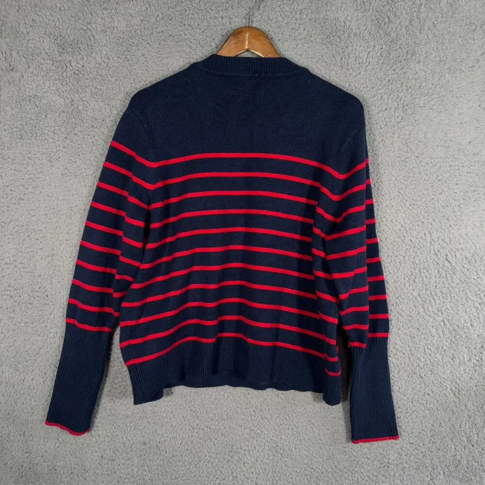 La Ligne X Target Sweater Women 1X Blue Red Stripe Cashmere Blend Balloon Sleeve